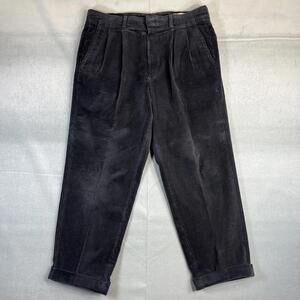 Vintage 90s Eddie Bauer Corduroy Pants Mens 36x27 Black Pleated Chino Trouser